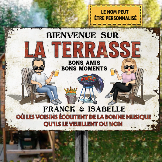 Bienvenue Sur La Terrasse 2 Enseigne En Métal Personnalisée