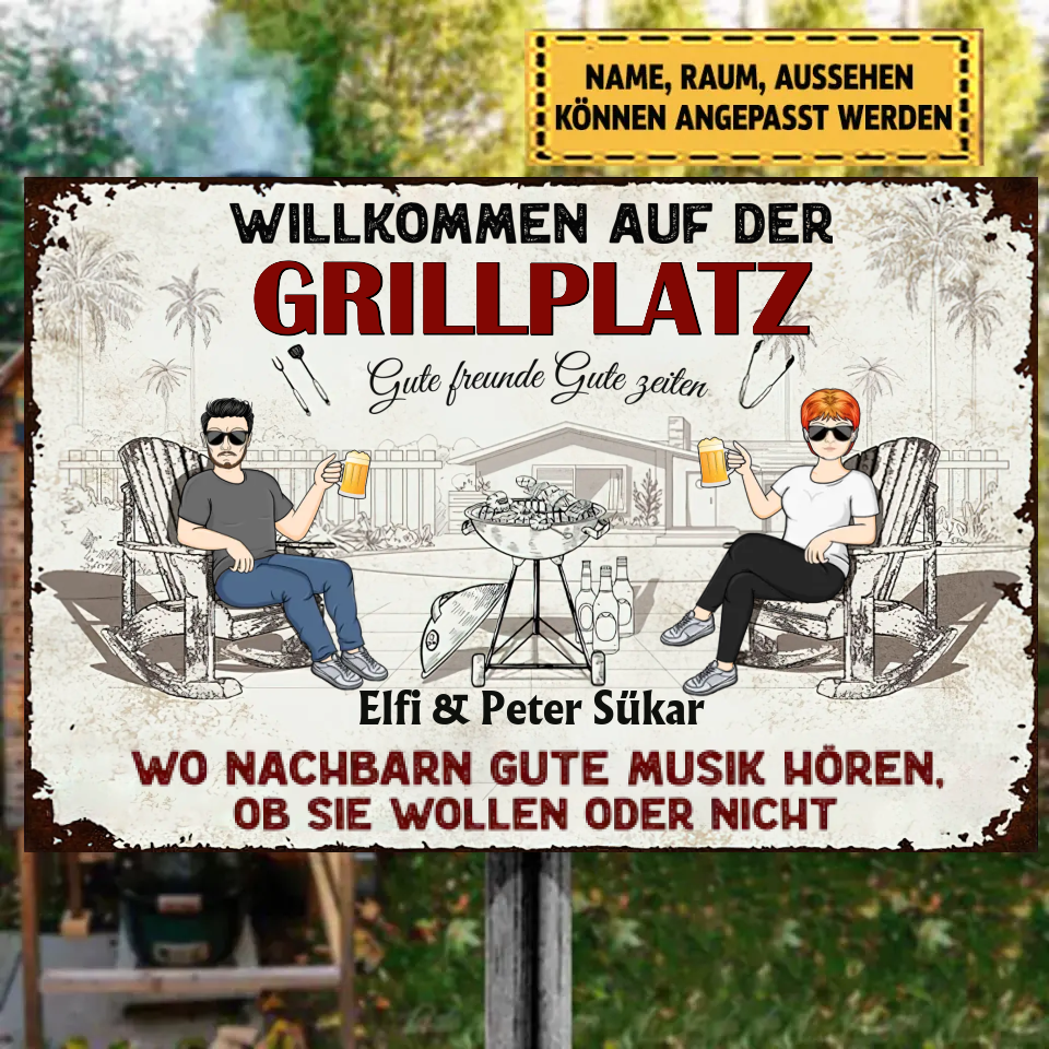 Grillplatz Gute Freunde Gute Zeiten Personalisiertes Metallschild