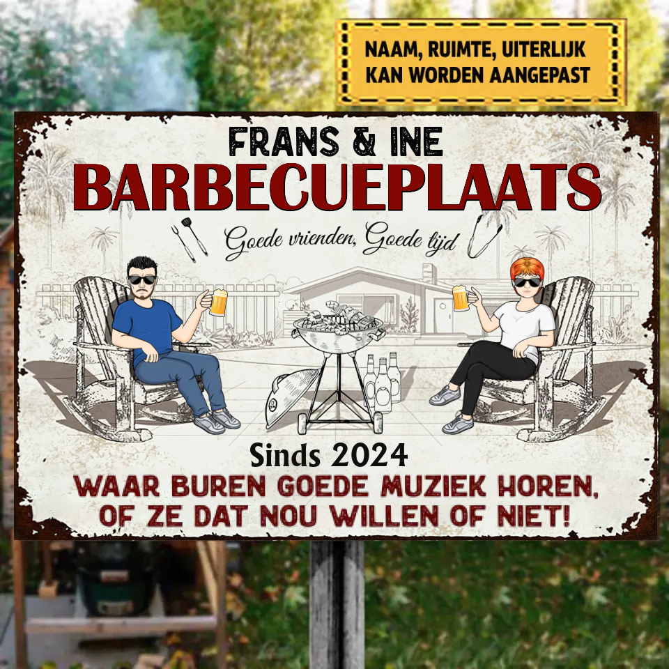 Barbecueplaats Aangepast Metalen Bord