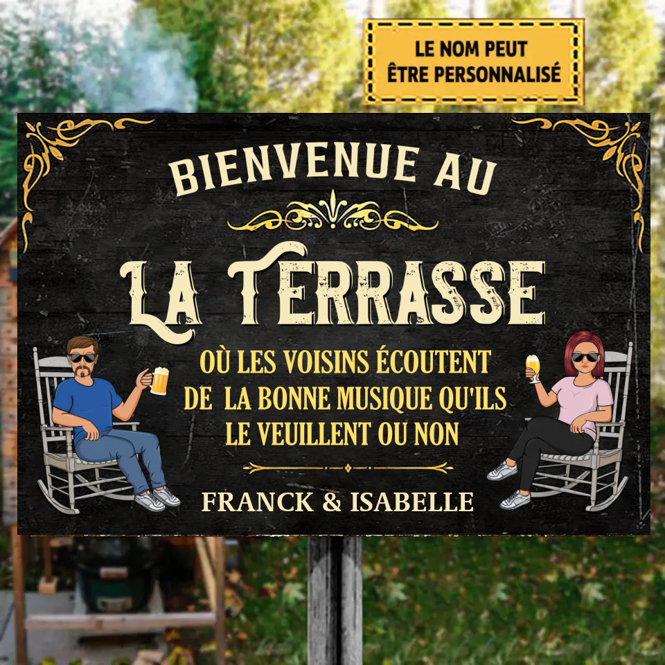 Bienvenue Sur La Terrasse 3 Enseigne En Métal Personnalisée