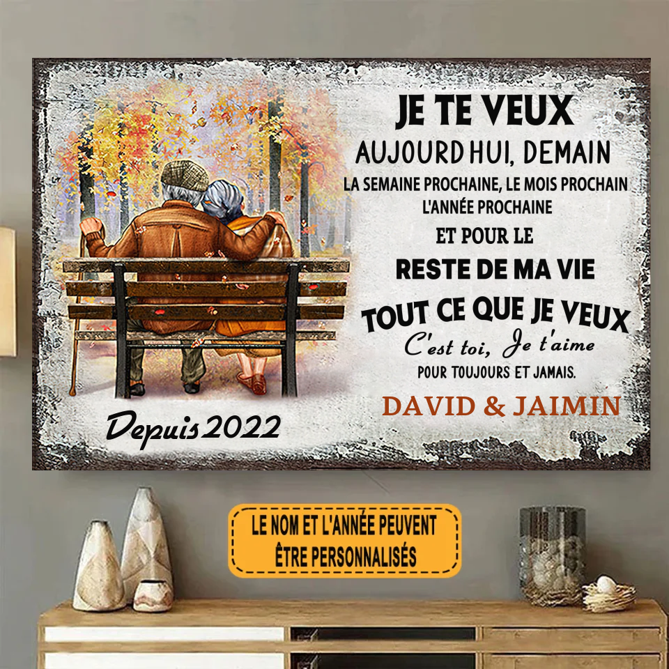 Je t'aime pour toujours et à jamais enseigne en métal