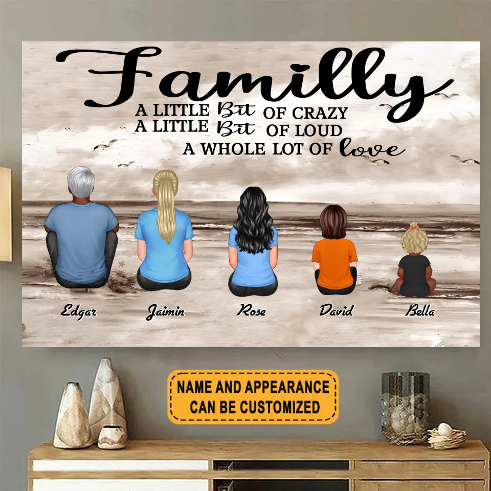 Pancarte en métal « Famille : Un peu de folie, un peu de bruit, beaucoup d'amour »