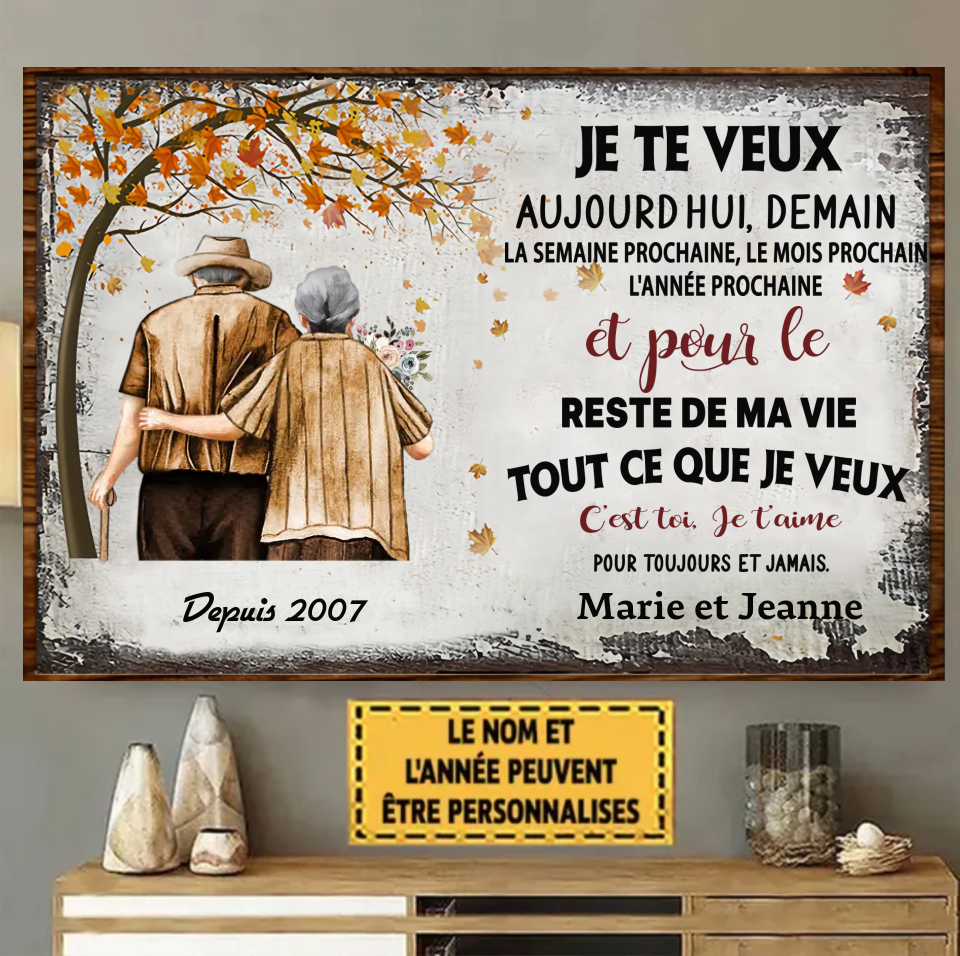 Couple De Vieux De La Famille Pride Quand Nous Obtenons Des Feuilles D'automne Enseigne En Métal