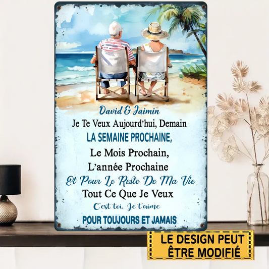Je Te Veux Aujourd'hui, Demain 1808 Personnalisé Enseigne En Métal