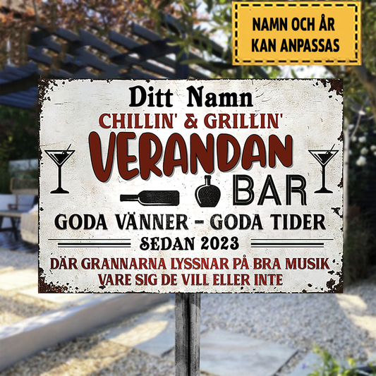 Verandan Bar Goda Vänner - Goda TiderKlassischer Metallschirm