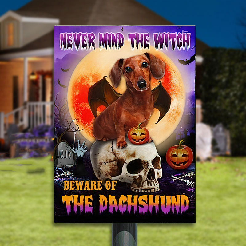 Beware Of The Dachshund Halloween Classic Metal Sign