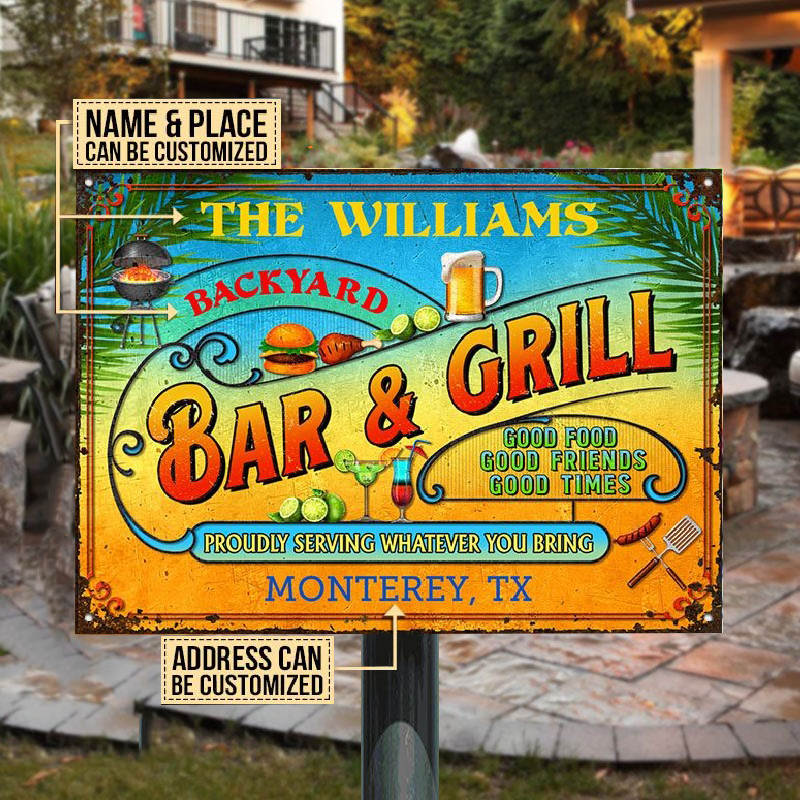 Personalized Grilling Summer Good Food Good Friends Customized Classic Metal Signs