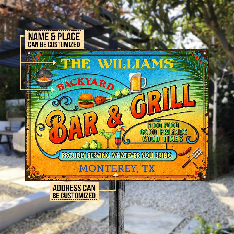 Personalized Grilling Summer Good Food Good Friends Customized Classic Metal Signs