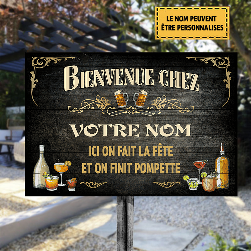 Ici On Fait La Fête 3 Enseigne Métallique Classique