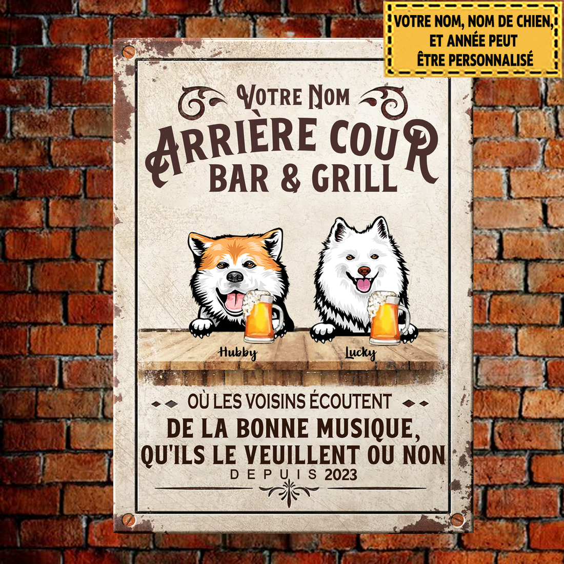 Arrière Cour Bar & Grill Panneau métallique classique