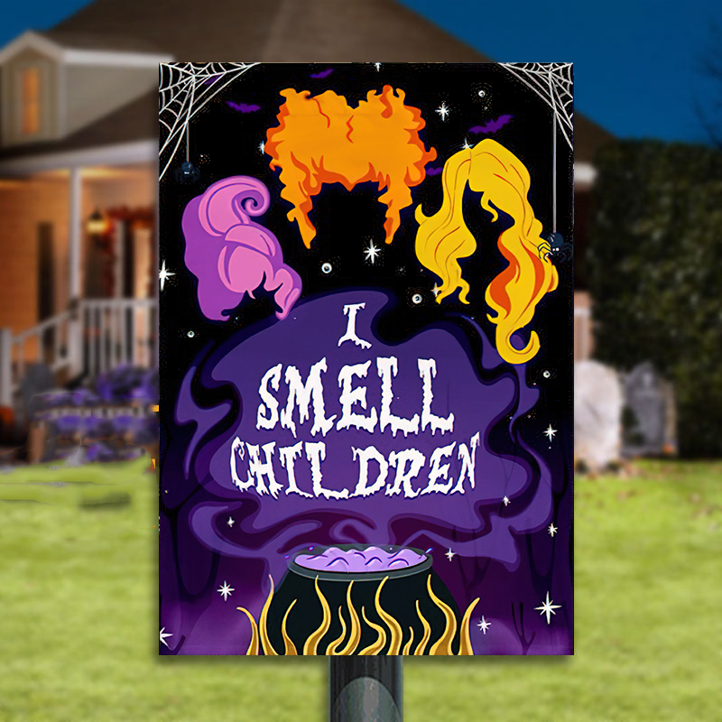 Plaque en métal classique « Three Witches Halloween I Smell Children »