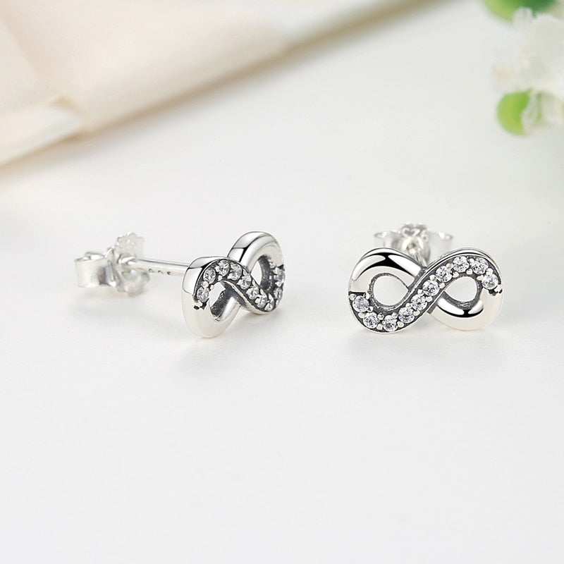 Parure Collier Boucles Oreilles Infini en Argent
