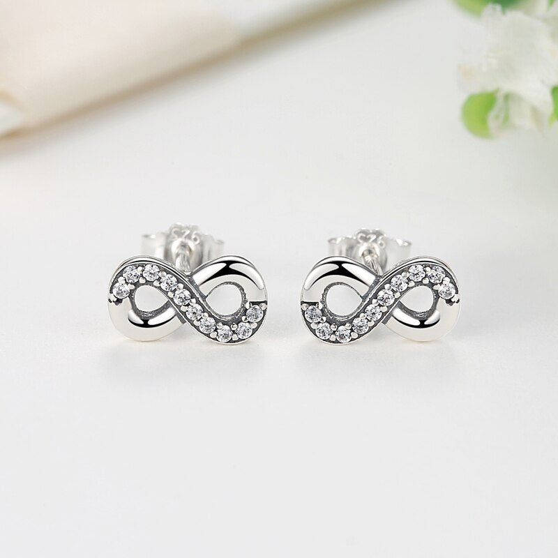 Parure Collier et Boucles d'Oreilles Infini en Argent