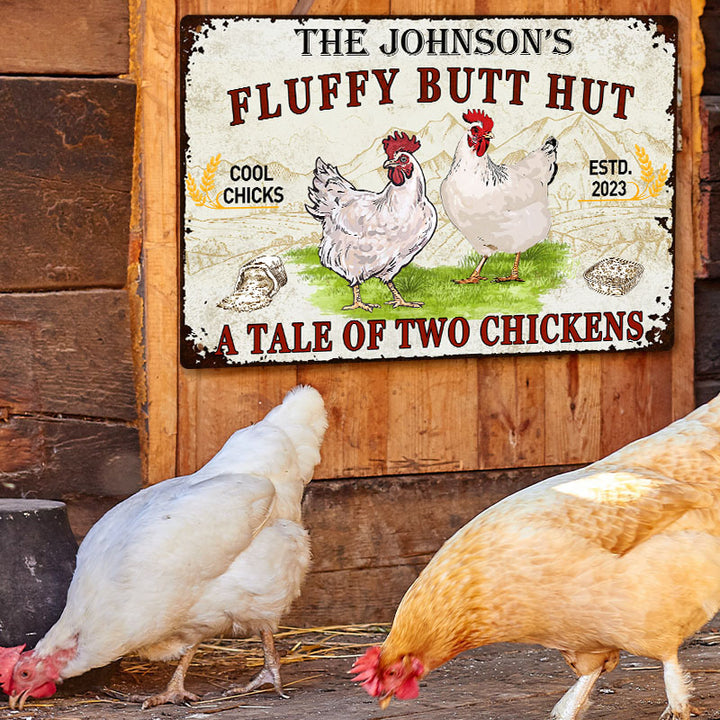 Personalized A Tale Of Two Chickens - Customized Classic Metal Signs