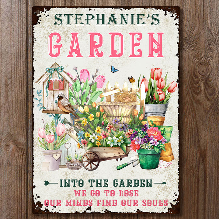 Personalized And Into The Garden We Go Gardening - Customized Classic Metal Signs