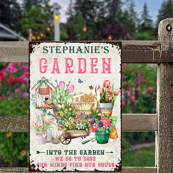 Personalized And Into The Garden We Go Gardening - Customized Classic Metal Signs