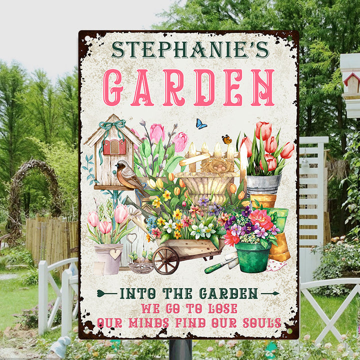 Personalized And Into The Garden We Go Gardening - Customized Classic Metal Signs