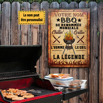 BBQ De Renommée Mondiale Chillin' Grillin Enseigne Métallique Classique