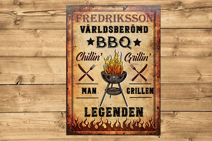 Världsberömd BBQ Chillin' Grillin Klassisk metallskylt