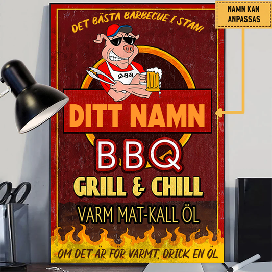 GRILL & CHILL VARM MAT-KALL ÖL Klassisk metallskylt