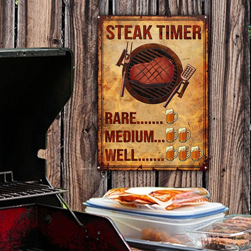 BBQ Steak Timer Customized  Classic Metal Signs