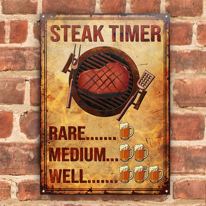 BBQ Steak Timer Customized  Classic Metal Signs