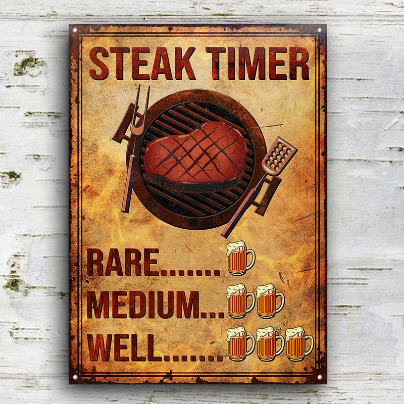 BBQ Steak Timer Customized  Classic Metal Signs