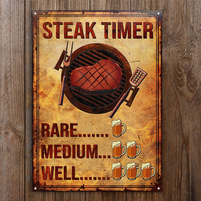 BBQ Steak Timer Customized  Classic Metal Signs