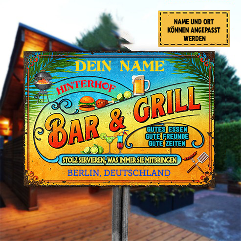 Bar & Grill Gutes Essen Gute Freunde Gute Zeiten Klassisches Metallschild