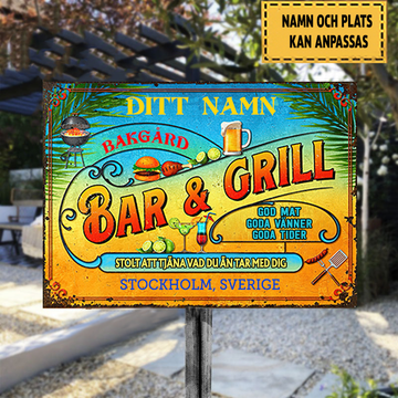 Bar & Grill God Mat Goda Vanner Goda Tider Klassisk metallskylt