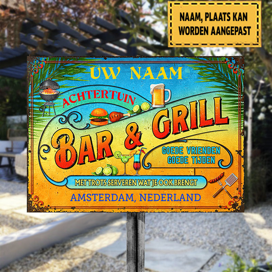 Bar & Grill Goede Vrienden Goede Tijden Zomer - klassiek metalen bord