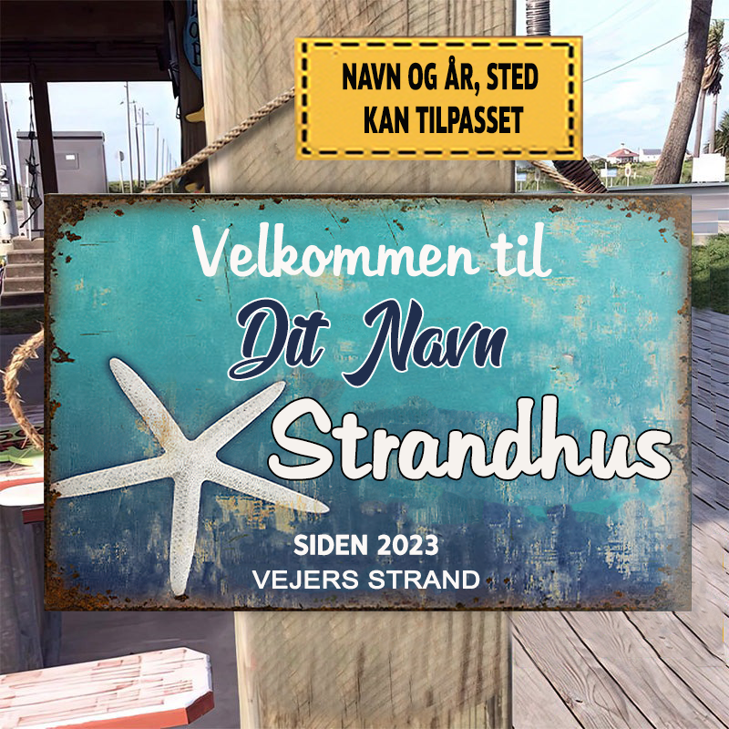 Willkommen im Strandhaus - Klassischer Metallskilt