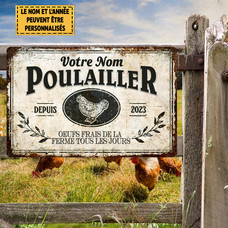 Poulailler Noir Et Blanc Klassischer Metallwein