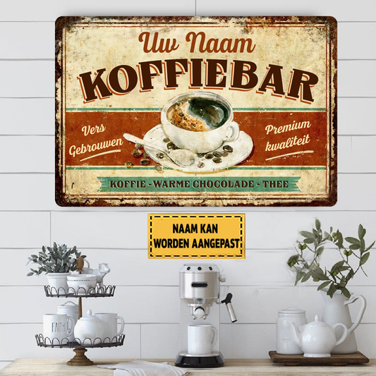 Kaffeebar Vers Gebrouwen - Premium Qualität Klassische Metallplatte