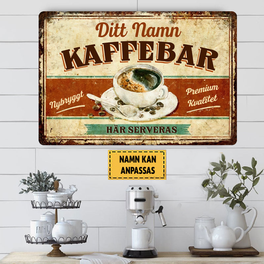 Kaffebar Nybryggt – Premium Qualität – Klassischer Metallschirm