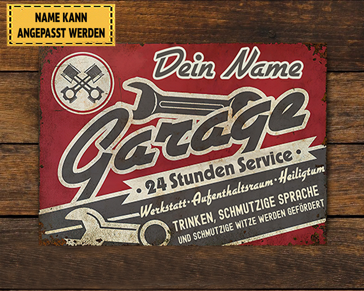 Garage, service 24h/24 - Klassisches Metallschild