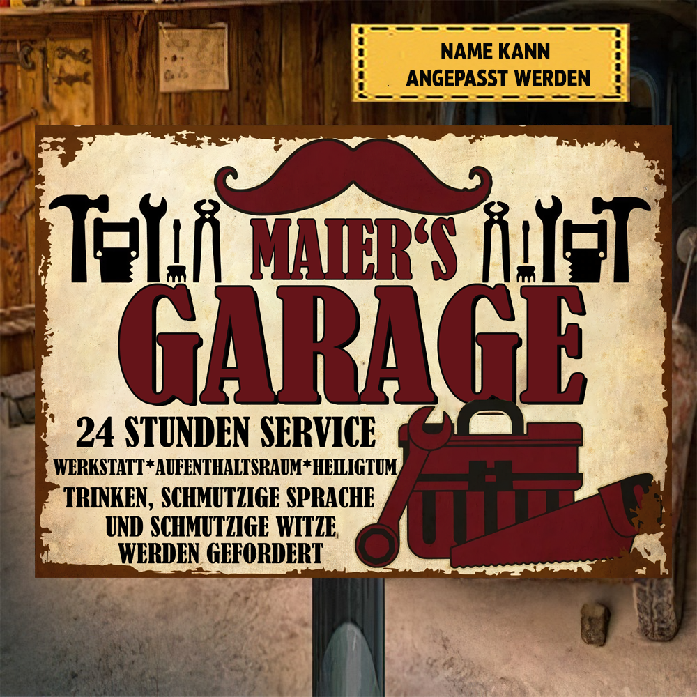 Garage, 24 Stunden Service 2 Klassisches Metallschild