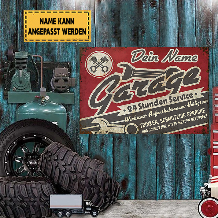 Garage, service 24h/24 - Klassisches Metallschild
