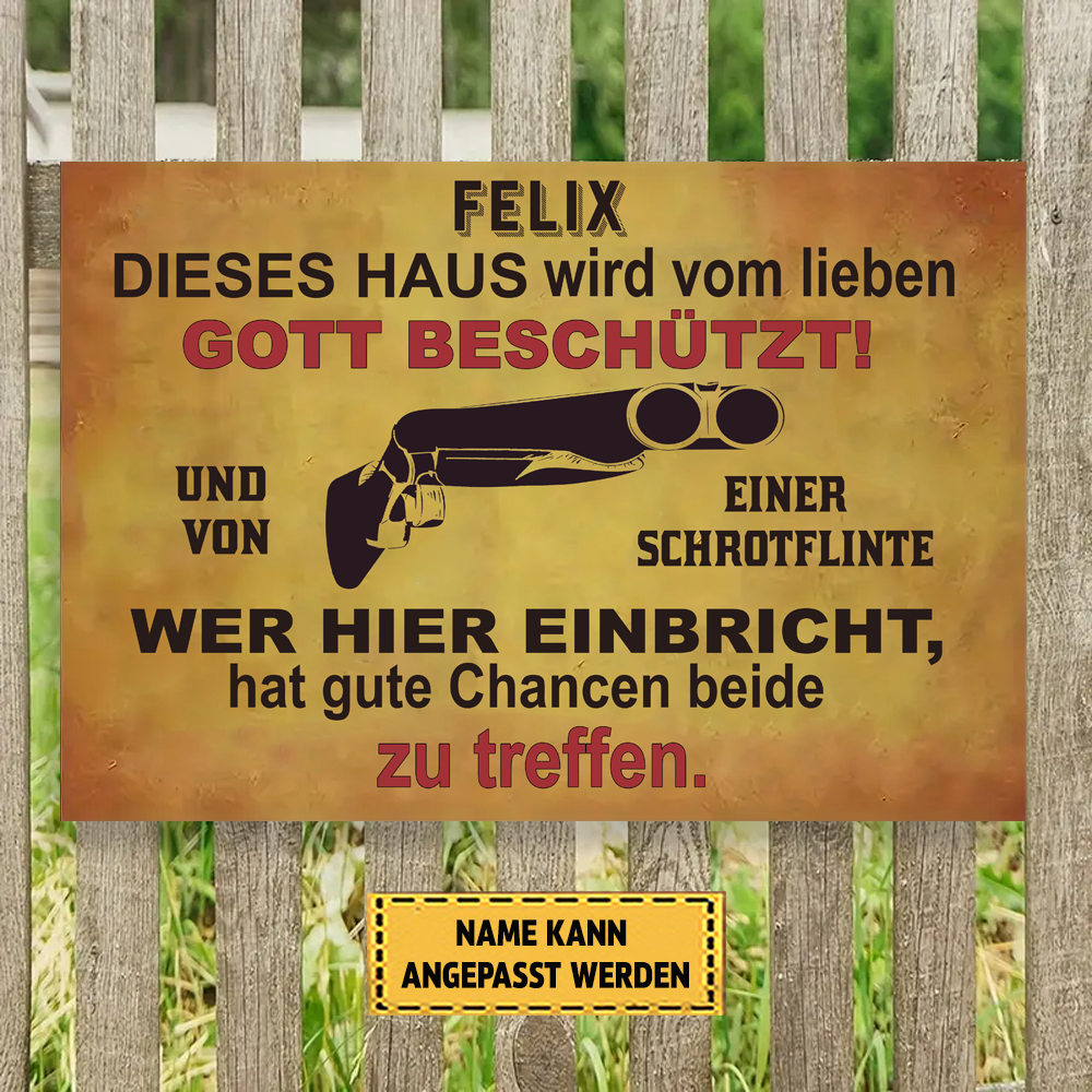 Dieses Haus Wird Vom Lieben Gott Beschützt 3 Klassisches Metallschild