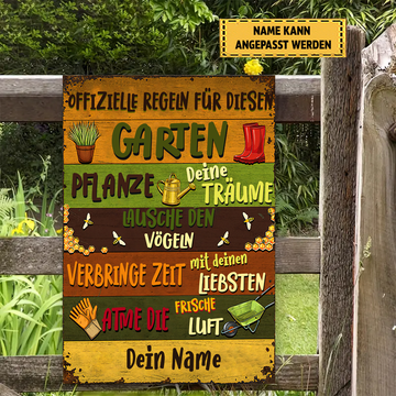 Règlement officiel pour ce panneau métallique classique de jardin