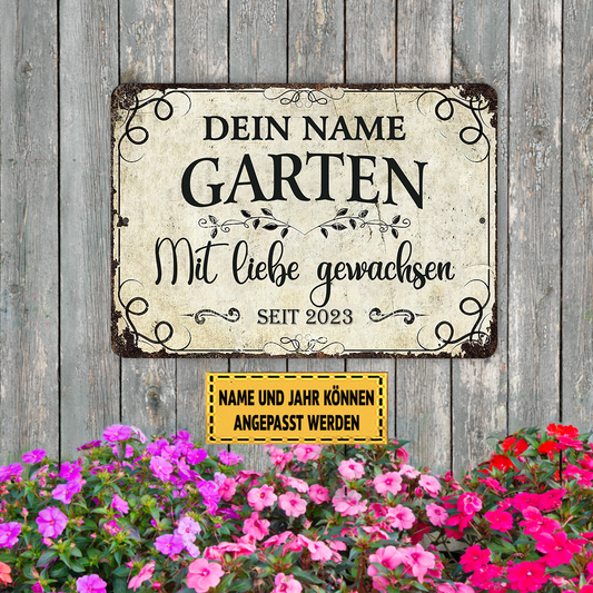 Garten Mit Liebe Gewachsen Klassisches Metallschild