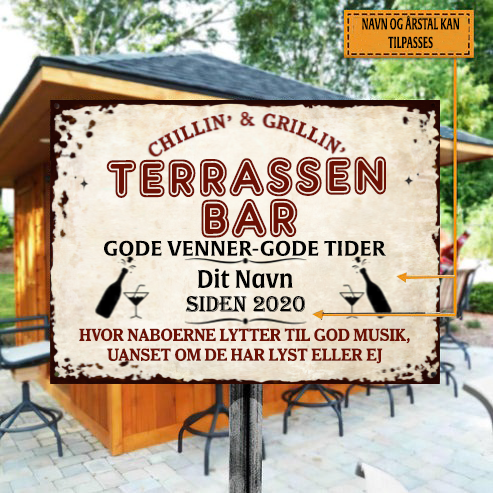 Terrassen Bar Gode Venner-Gode Tider - Klassisk metalskilt