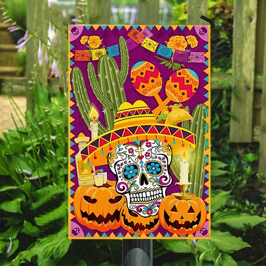Colorful Sugar Skull Dia De Los Muertos Halloween Classic Metal Sign