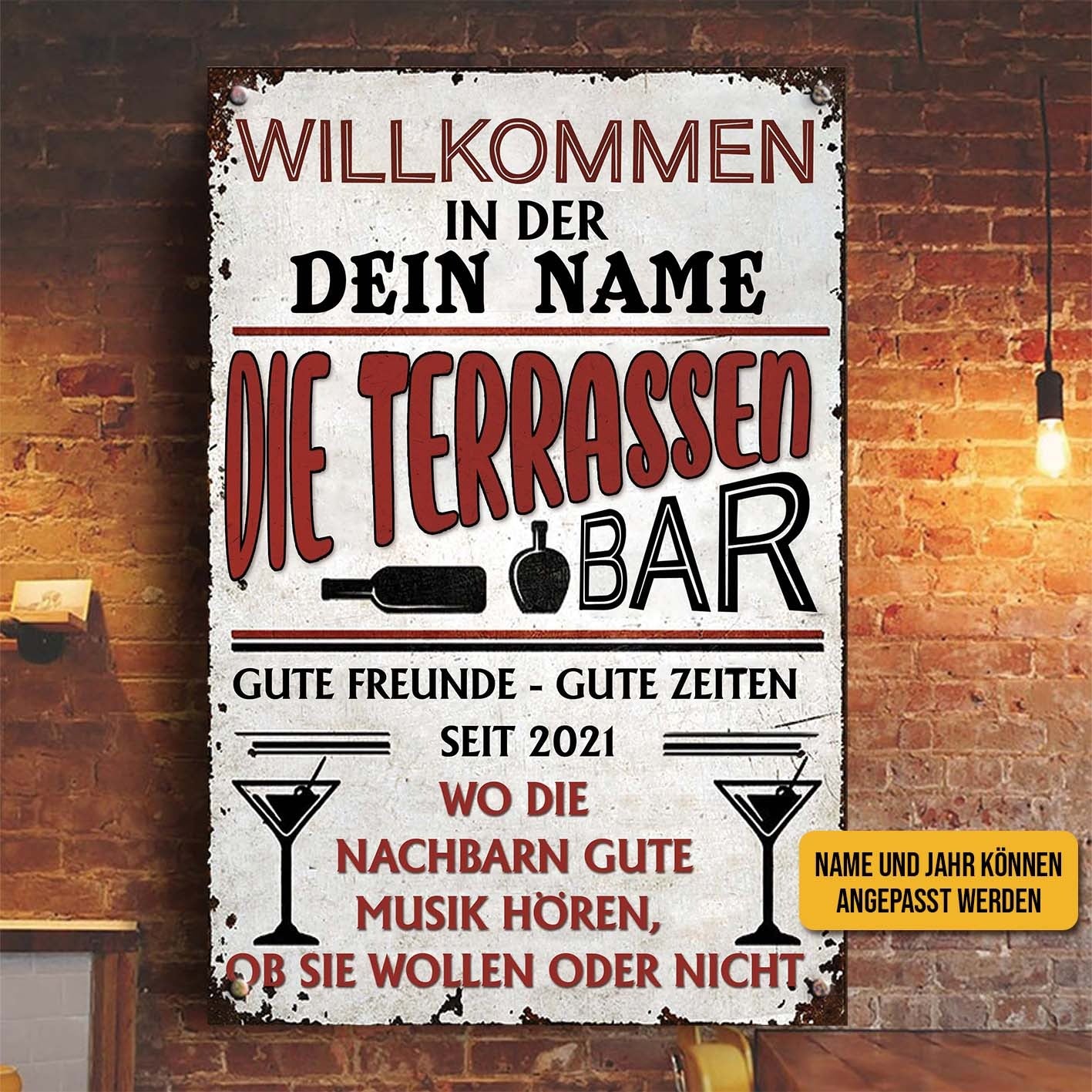 Die Terrassenbar, Gute Freunde - Klassisches Metallschild