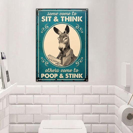 Donkey Funny Restroom Sit And Think - Custom Classic Metal Signs 2