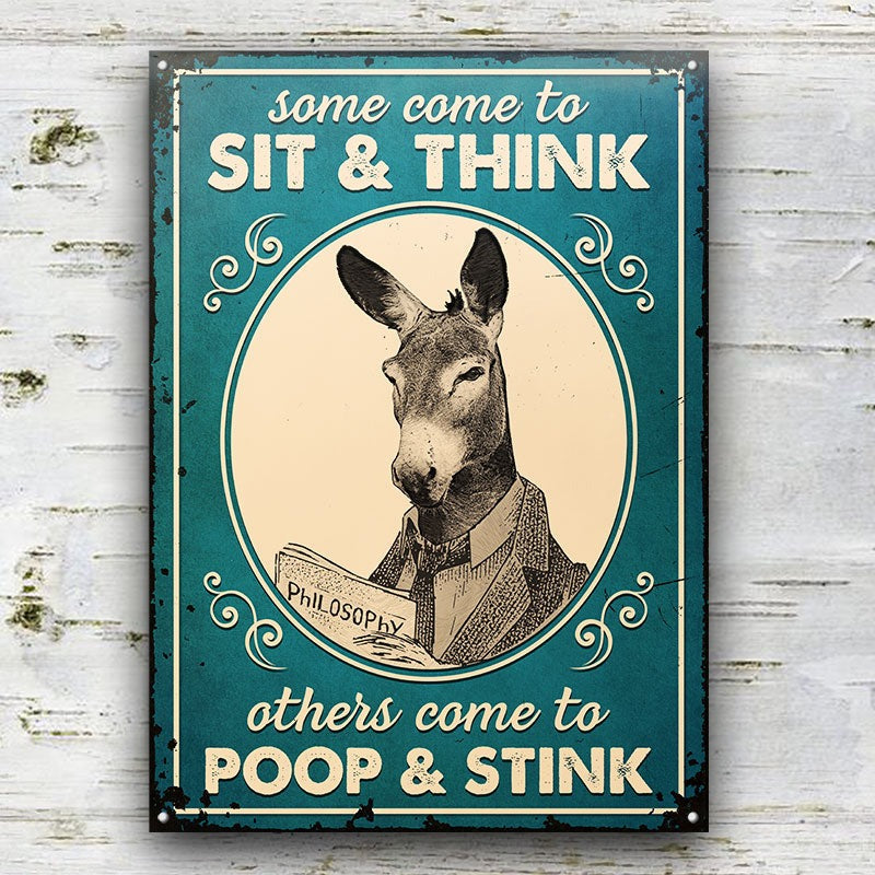 Donkey Funny Restroom Sit And Think - Custom Classic Metal Signs 2