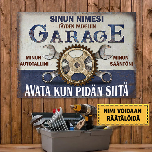 Garage Minun Autotallini Minun Sääntöni Klassinen Metallikyltti