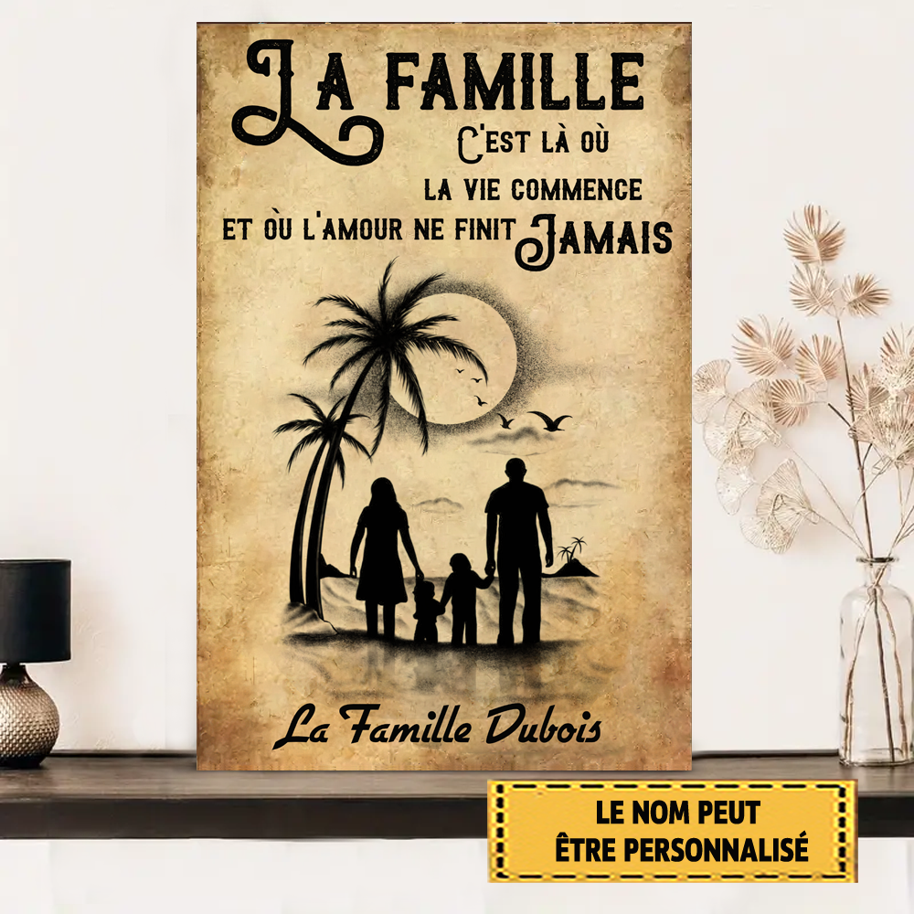 La Famille C'est Là Où La Vie Commence 5 Enseigne En Métal