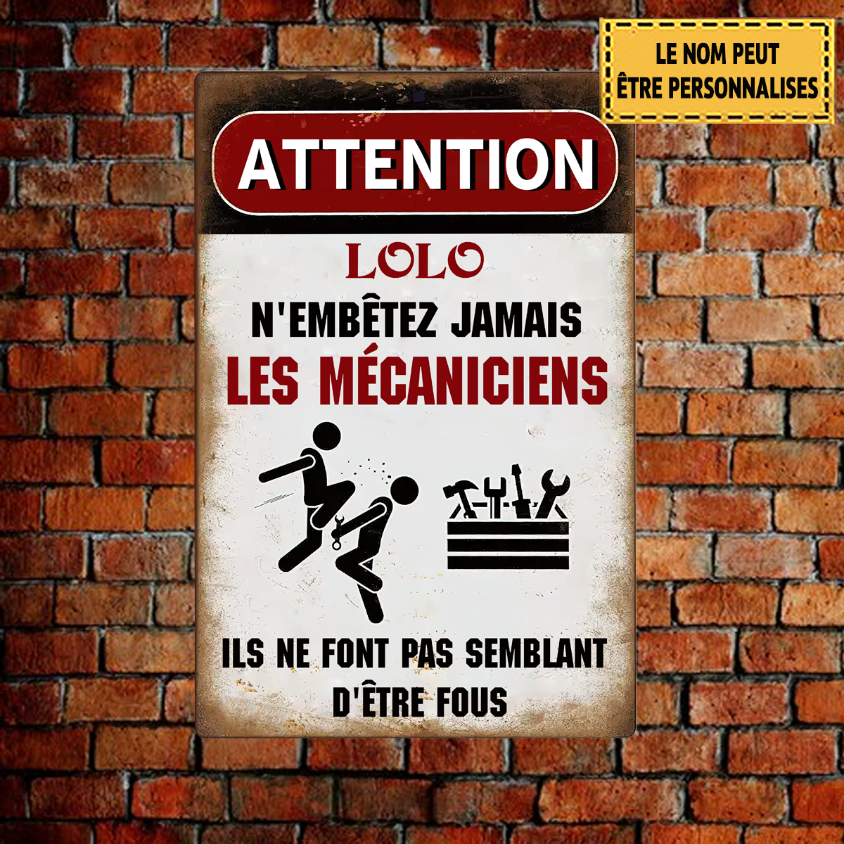 N'embêtez jamais les mécaniciens Garage 4 enseigne en métal
