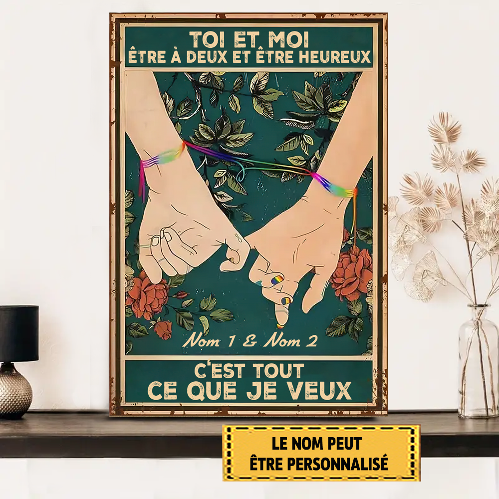 Toi Et Moi, Être À Deux Et Être Heureux Enseigne En Métal